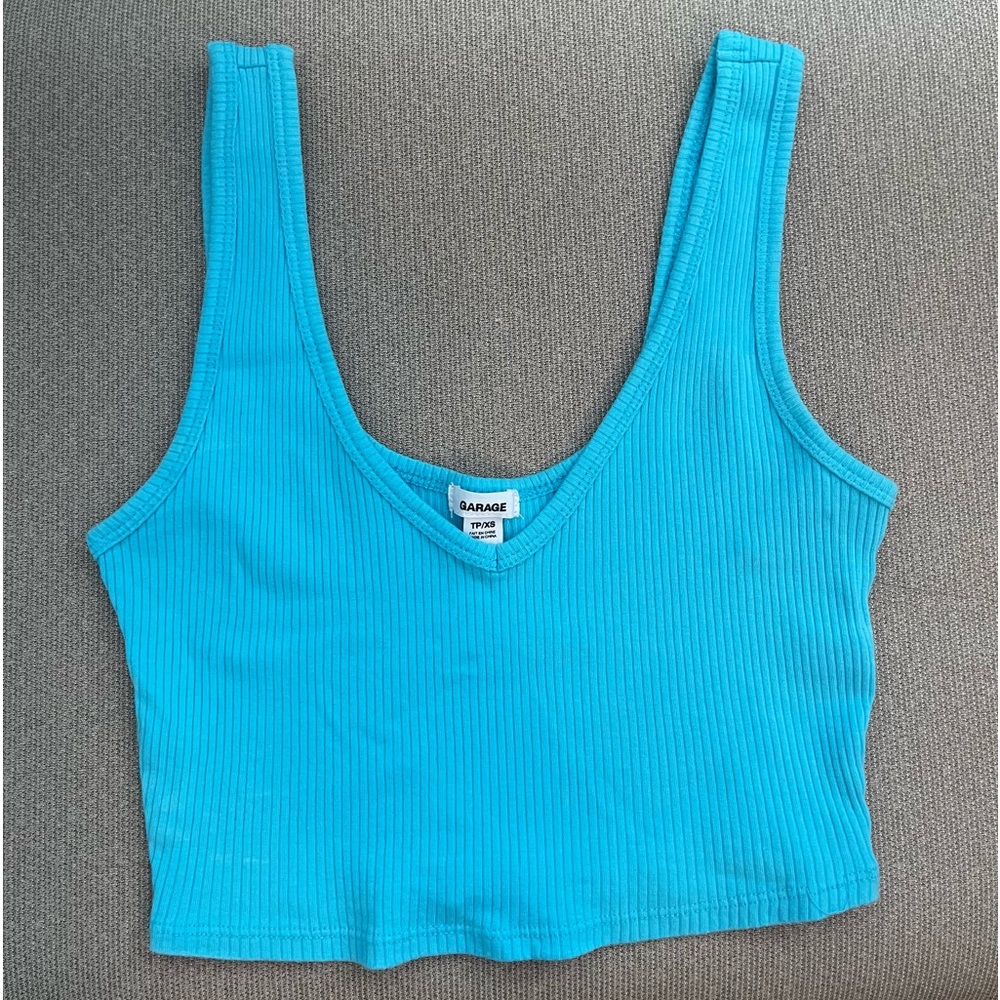 Garage Blue Ribbed Tank Top